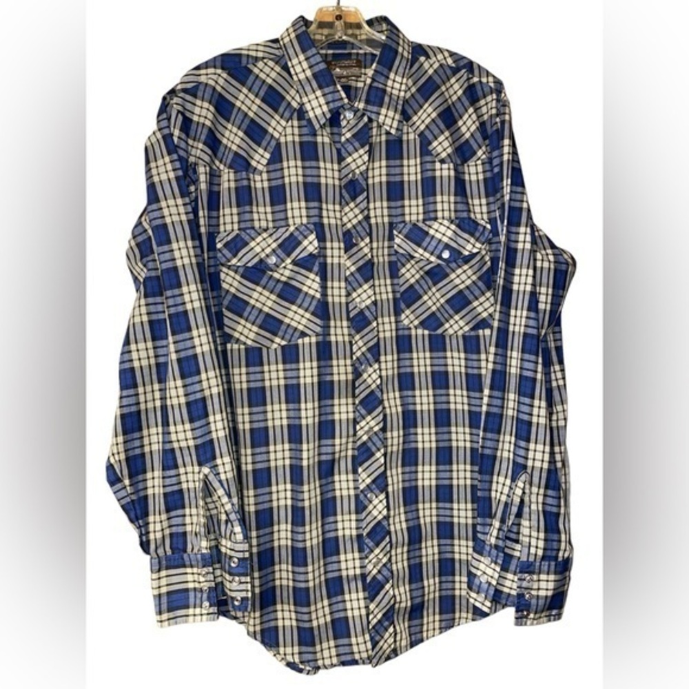 Outlaw Western Wear Plaid Pearl Snap Front Shirt‎ Men’s Size XLT 17-17.5 Cowboy
